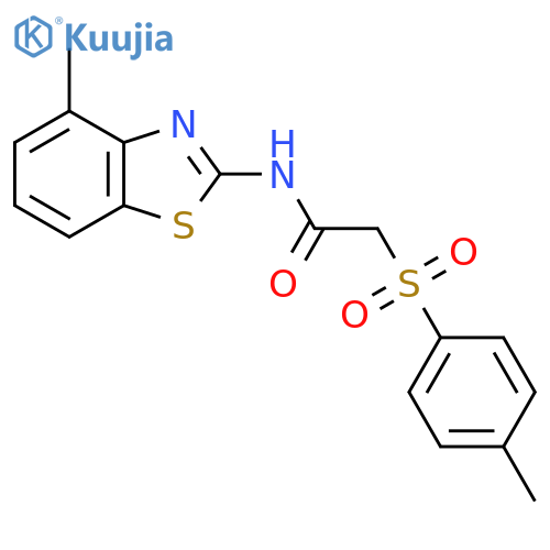 N-(4-methyl-1,3-benzothiazol-2-yl)-2-(4-methylbenzenesulfonyl)acetamide structure