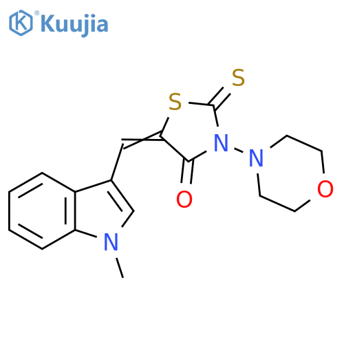 (5Z)-5-(1-methyl-1H-indol-3-yl)methylidene-3-(morpholin-4-yl)-2-sulfanylidene-1,3-thiazolidin-4-one structure