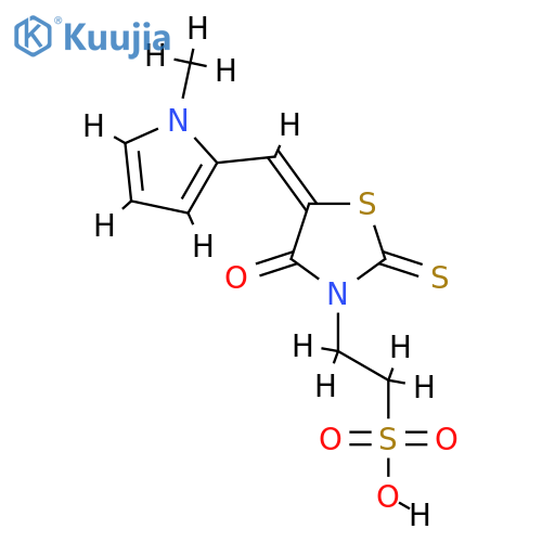2-(5E)-5-(1-methyl-1H-pyrrol-2-yl)methylidene-4-oxo-2-sulfanylidene-1,3-thiazolidin-3-ylethane-1-sulfonic acid structure