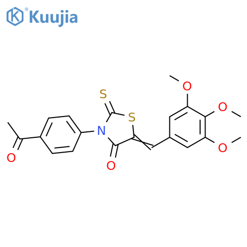 (5Z)-3-(4-acetylphenyl)-2-sulfanylidene-5-(3,4,5-trimethoxyphenyl)methylidene-1,3-thiazolidin-4-one structure
