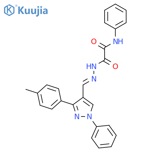 <br>2-(2-((3-(4-METHYLPHENYL)-1-PHENYL-1H-PYRAZOL-4-YL)METHYLENE)HYDRAZINO)-2-O XO-N-PHENYLACETAMIDE structure