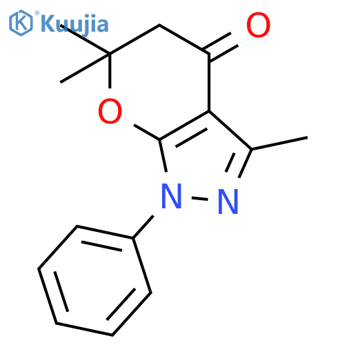 Pyrano[2,3-c]pyrazol-4(1H)-one, 5,6-dihydro-3,6,6-trimethyl-1-phenyl- structure