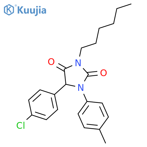 2,4-IMIDAZOLIDINEDIONE, 5-(4-CHLOROPHENYL)-3-HEXYL-1-(4-METHYLPHENYL)- structure
