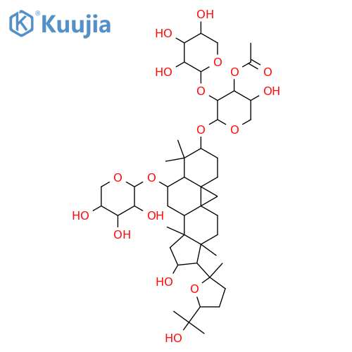 b-D-Xylopyranoside, (3b,6a,16b,24R)-20,24-epoxy-16,25-dihydroxy-6-(b-D-xylopyranosyloxy)-9,19-cyclolanostan-3-yl 2-O-a-L-arabinopyranosyl-, 3-acetate structure