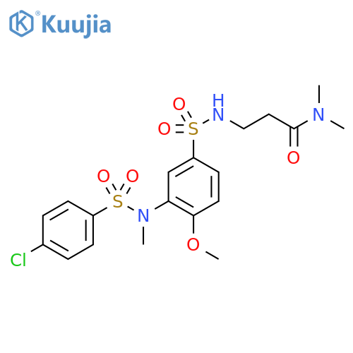 3-4-methoxy-3-(N-methyl4-chlorobenzenesulfonamido)benzenesulfonamido-N,N-dimethylpropanamide structure