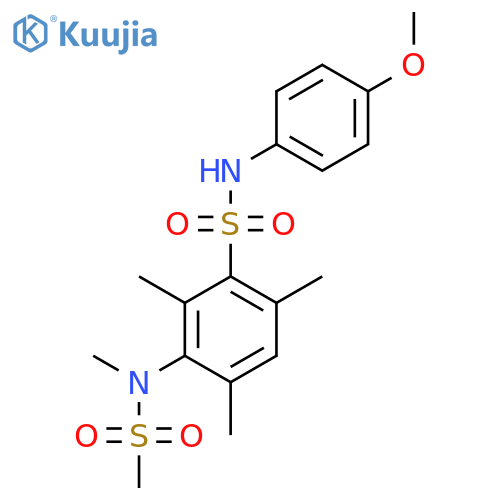 N-(4-methoxyphenyl)-2,4,6-trimethyl-3-(N-methylmethanesulfonamido)benzene-1-sulfonamide structure
