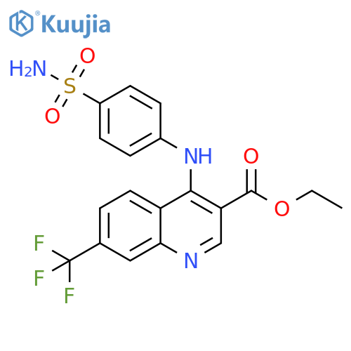 ethyl 4-(4-sulfamoylphenyl)amino-7-(trifluoromethyl)quinoline-3-carboxylate structure