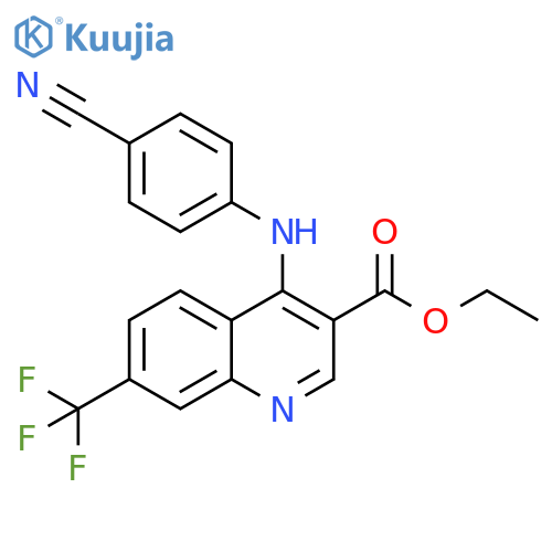 ethyl 4-(4-cyanophenyl)amino-7-(trifluoromethyl)quinoline-3-carboxylate structure