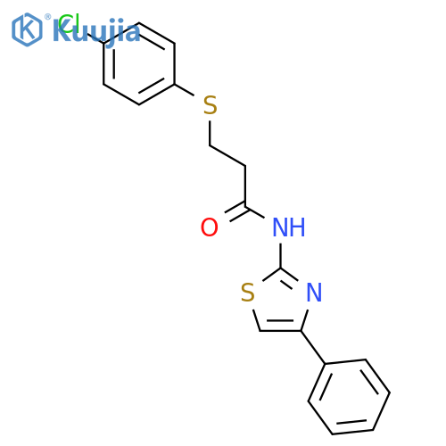 3-(4-chlorophenyl)sulfanyl-N-(4-phenyl-1,3-thiazol-2-yl)propanamide structure