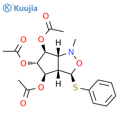 1H-Cyclopentcisoxazole-4,5,6-triol, hexahydro-1-methyl-3-(phenylthio)-, triacetate (ester), 3S-(3.alpha.,3a.alpha.,4.alpha.,5.beta.,6.alpha.,6a.alpha.)- structure