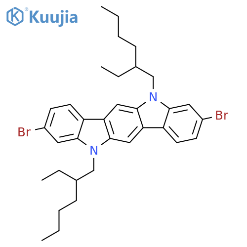 3,9-Dibromo-5,11-bis(2-ethylhexyl)-5,11-dihydroindolo[3,2-b]carbazole structure