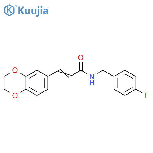 (2E)-3-(2,3-dihydro-1,4-benzodioxin-6-yl)-N-[(4-fluorophenyl)methyl]prop-2-enamide structure