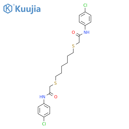 N-(4-Chlorophenyl)-2-{[6-({[(4-chlorophenyl)carbamoyl]methyl}sulfanyl)hexyl]sulfanyl}acetamide structure