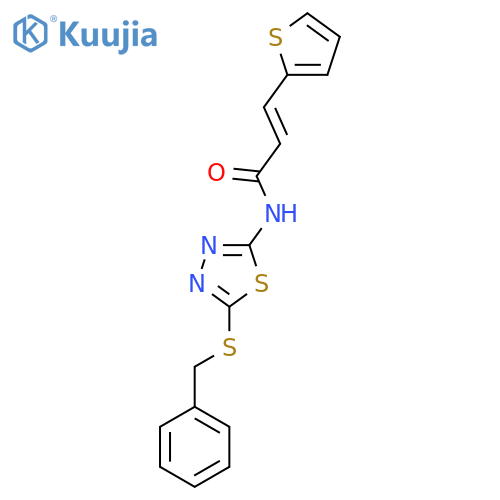 (2E)-N-5-(benzylsulfanyl)-1,3,4-thiadiazol-2-yl-3-(thiophen-2-yl)prop-2-enamide structure