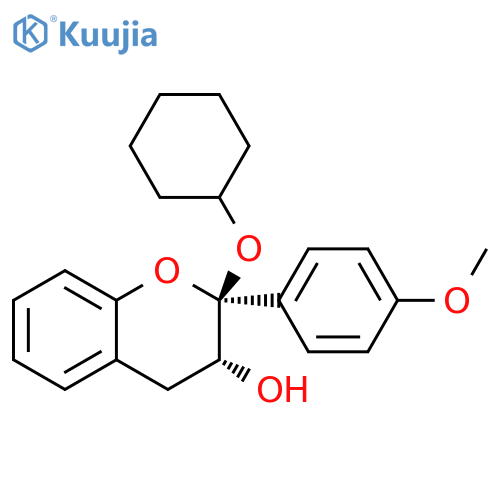 2H-1-Benzopyran-3-ol,2-(cyclohexyloxy)-3,4-dihydro-2-(4-methoxyphenyl)-, trans- structure