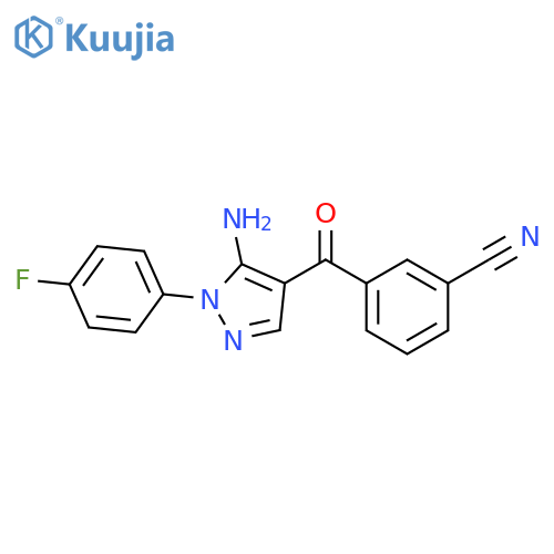 BENZONITRILE, 3-[[5-AMINO-1-(4-FLUOROPHENYL)-1H-PYRAZOL-4-YL]CARBONYL]- structure