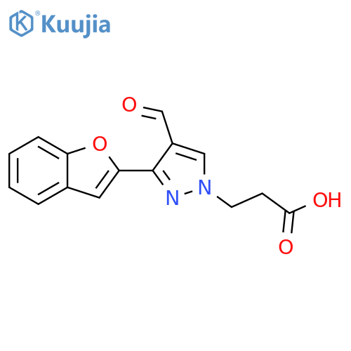 3-3-(1-benzofuran-2-yl)-4-formyl-1H-pyrazol-1-ylpropanoic acid structure