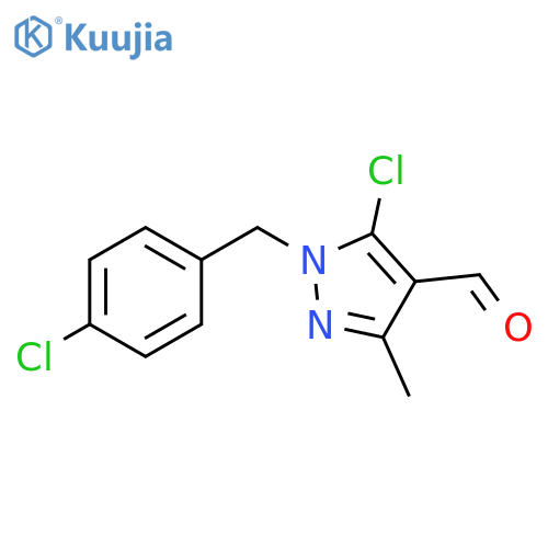 5-chloro-1-(4-chlorophenyl)methyl-3-methyl-1H-pyrazole-4-carbaldehyde structure
