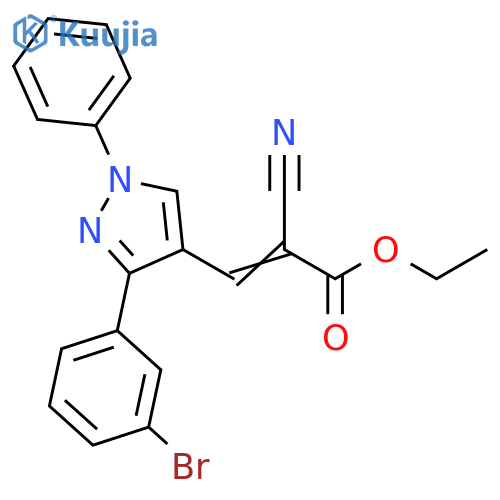 ethyl (2Z)-3-3-(3-bromophenyl)-1-phenyl-1H-pyrazol-4-yl-2-cyanoprop-2-enoate structure