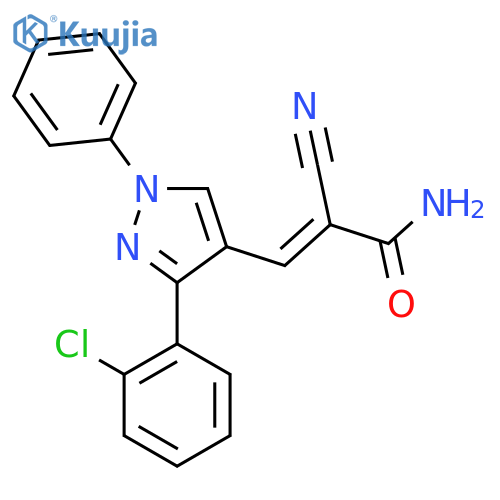3-[3-(2-chlorophenyl)-1-phenyl-1H-pyrazol-4-yl]-2-cyanoprop-2-enamide structure