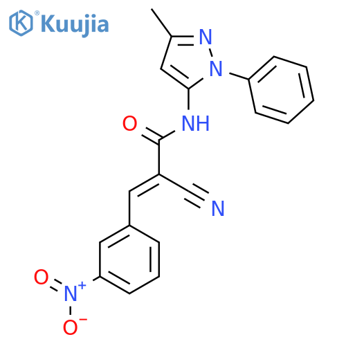 2-cyano-N-(3-methyl-1-phenyl-1H-pyrazol-5-yl)-3-(3-nitrophenyl)prop-2-enamide structure