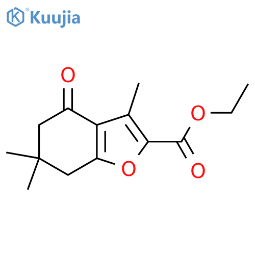 ethyl 3,6,6-trimethyl-4-oxo-4,5,6,7-tetrahydro-1-benzofuran-2-carboxylate structure