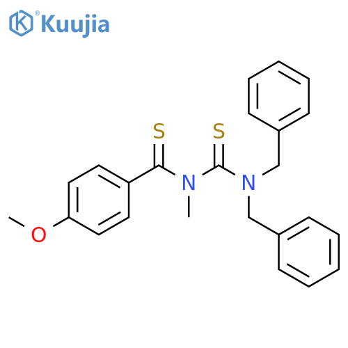 Benzenecarbothioamide, N-[[bis(phenylmethyl)amino]thioxomethyl]-4-methoxy-N-methyl- structure
