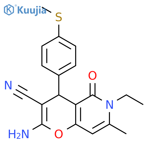 2-amino-6-ethyl-7-methyl-4-4-(methylsulfanyl)phenyl-5-oxo-4H,5H,6H-pyrano3,2-cpyridine-3-carbonitrile structure