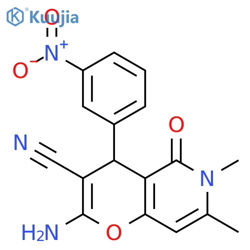 2-amino-6,7-dimethyl-4-(3-nitrophenyl)-5-oxo-4H,5H,6H-pyrano3,2-cpyridine-3-carbonitrile structure