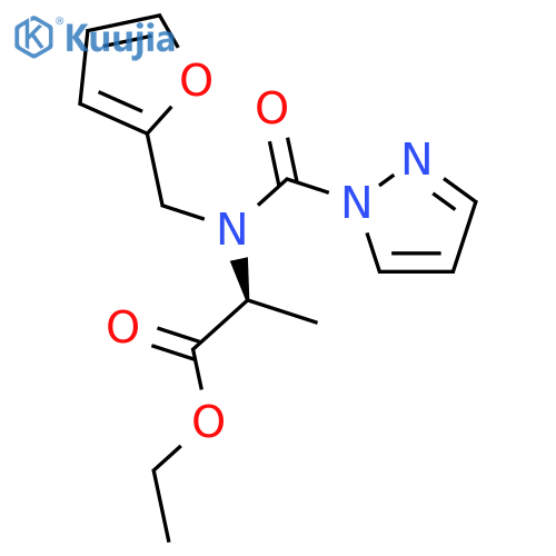 L-Alanine, N-(2-furanylmethyl)-N-(1H-pyrazol-1-ylcarbonyl)-, ethyl ester structure