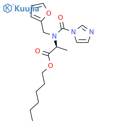 L-Alanine, N-(2-furanylmethyl)-N-(1H-imidazol-1-ylcarbonyl)-, hexyl ester structure