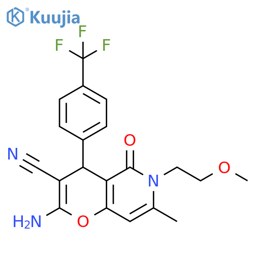 2-amino-6-(2-methoxyethyl)-7-methyl-5-oxo-4-4-(trifluoromethyl)phenyl-4H,5H,6H-pyrano3,2-cpyridine-3-carbonitrile structure