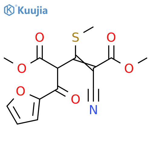 2-Pentenedioic acid, 2-cyano-4-(2-furanylcarbonyl)-3-(methylthio)-, 1,5-dimethyl ester structure