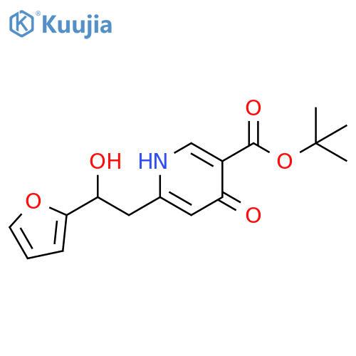 3-Pyridinecarboxylic acid, 6-[2-(2-furanyl)-2-hydroxyethyl]-1,4-dihydro-4-oxo-, 1,1-dimethylethyl ester structure