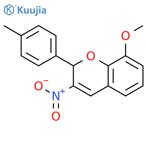 2H-1-Benzopyran, 8-methoxy-2-(4-methylphenyl)-3-nitro- structure