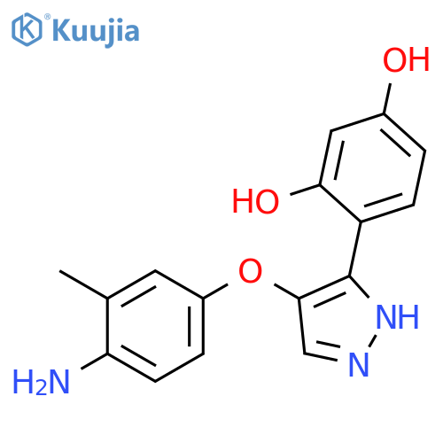 1,3-Benzenediol, 4-[4-(4-amino-3-methylphenoxy)-1H-pyrazol-3-yl]- structure