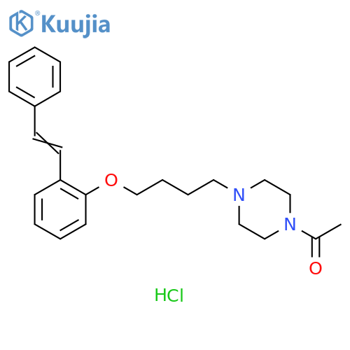 Ethanone, 1-[4-[4-[2-(2-phenylethenyl)phenoxy]butyl]-1-piperazinyl]-, hydrochloride (1:1) structure