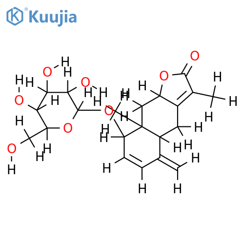 1beta,5alpha,8betaH-eudesman-2,4(15),7(11)-trien-8alpha,12-olide-1-O-beta-D-glucopyranoside structure