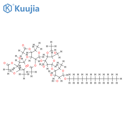 1-O-dodecanyl-3-O-acetyl-alpha-rhamnopyranosyl-(1->3)-2,4-di-O-acetyl-alpha-rhamnopyranosyl-(1->3)-4-O-acetyl-alpha-rhamnopyranosyl-(1->4)-alpha-rhamnopyranoside structure