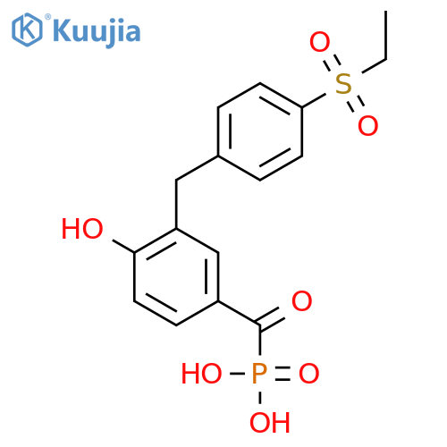 Phosphonic acid, [3-[[4-(ethylsulfonyl)phenyl]methyl]-4-hydroxybenzoyl]- structure