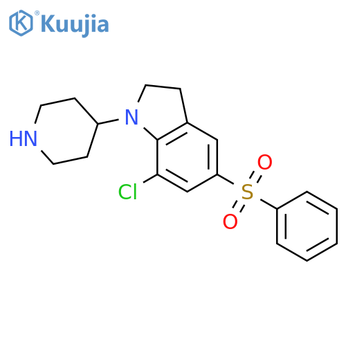 1H-Indole, 7-chloro-2,3-dihydro-5-(phenylsulfonyl)-1-(4-piperidinyl)- structure