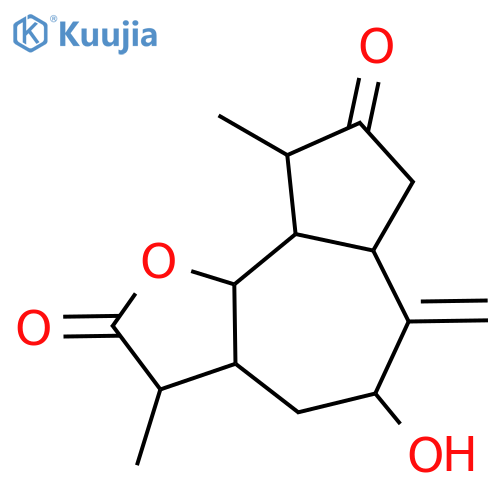 5-hydroxy-3,9-dimethyl-6-methylideneoctahydroazuleno[4,5-b]furan-2,8(3H,4H)-dione structure