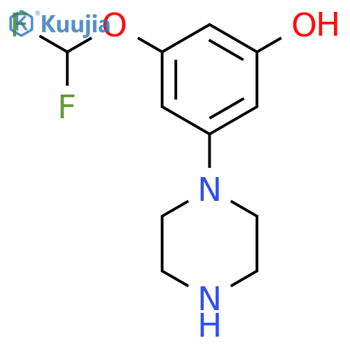 Phenol, 3-(difluoromethoxy)-5-(1-piperazinyl)- structure