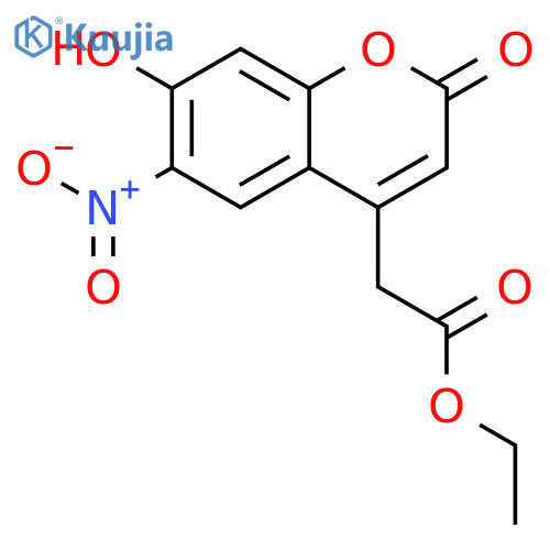 2H-1-Benzopyran-4-acetic acid, 7-hydroxy-6-nitro-2-oxo-, ethyl ester structure