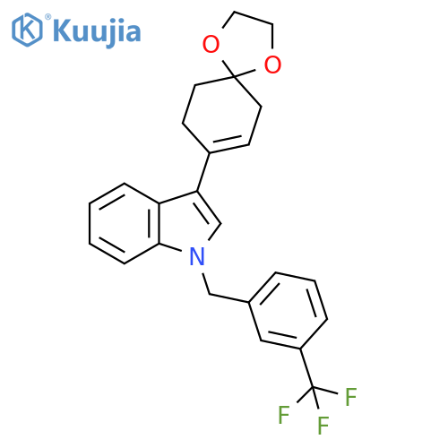 3-{1,4-dioxaspiro[4.5]dec-7-en-8-yl}-1-{[3-(trifluoromethyl)phenyl]methyl}-1H-indole structure