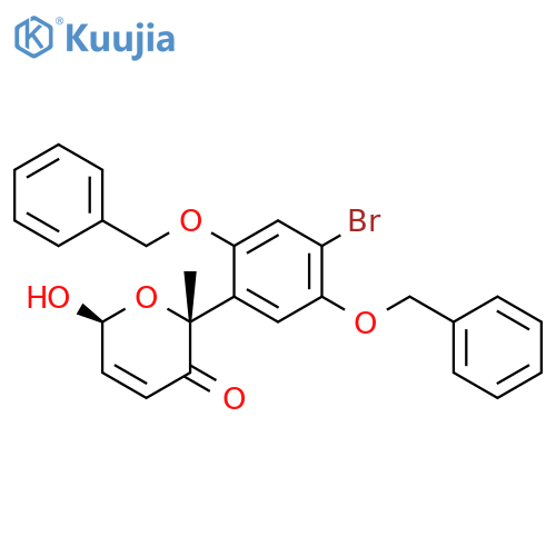 2H-Pyran-3(6H)-one, 2-[4-bromo-2,5-bis(phenylmethoxy)phenyl]-6-hydroxy-2-methyl-, (2R,6S)-rel- structure