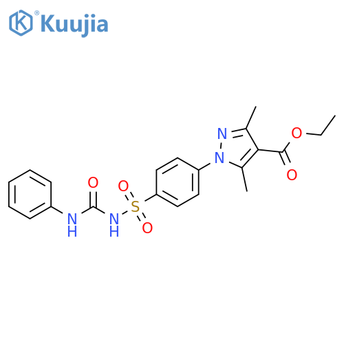 1H-Pyrazole-4-carboxylic acid, 3,5-dimethyl-1-[4-[[[(phenylamino)carbonyl]amino]sulfonyl]phenyl]-, ethyl ester structure