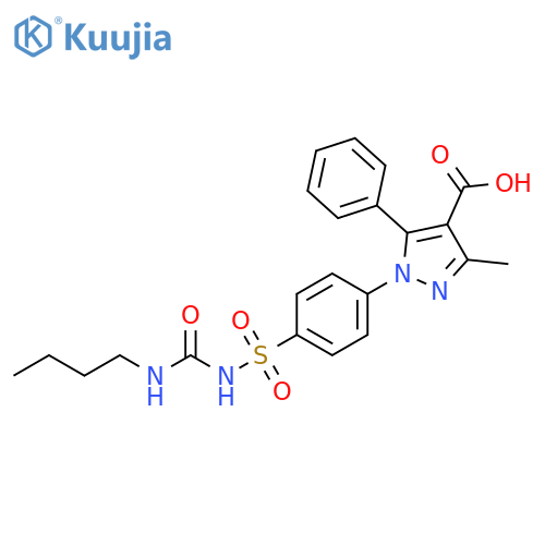 1H-Pyrazole-4-carboxylic acid,1-[4-[[[(butylamino)carbonyl]amino]sulfonyl]phenyl]-3-methyl-5-phenyl- structure