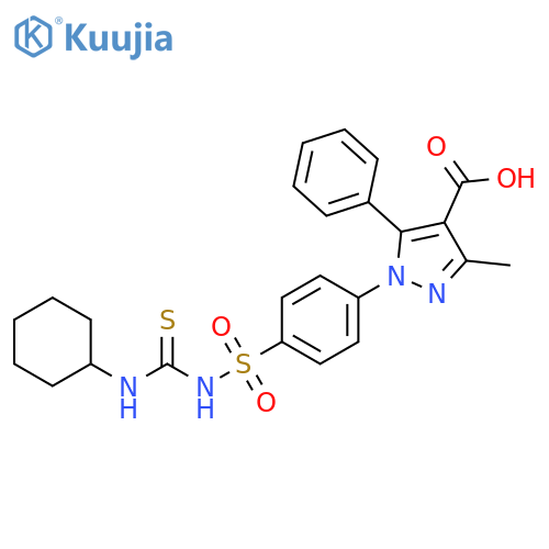 1H-Pyrazole-4-carboxylic acid, 1-[4-[[[(cyclohexylamino)thioxomethyl]amino]sulfonyl]phenyl]-3-methyl-5-phenyl- structure