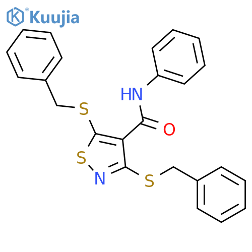 4-Isothiazolecarboxamide, N-phenyl-3,5-bis[(phenylmethyl)thio]- structure
